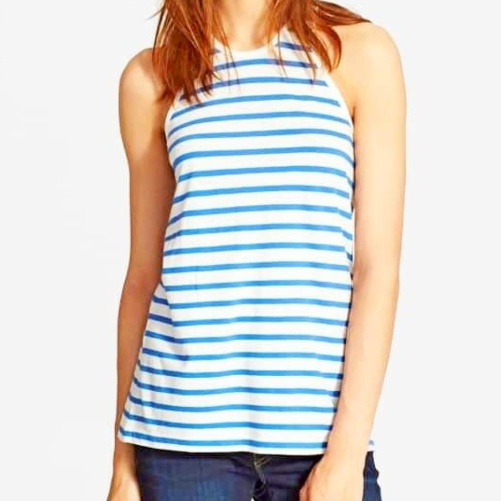 "T" by Alexander Wang women's striped stretch linen blend racer back tank top